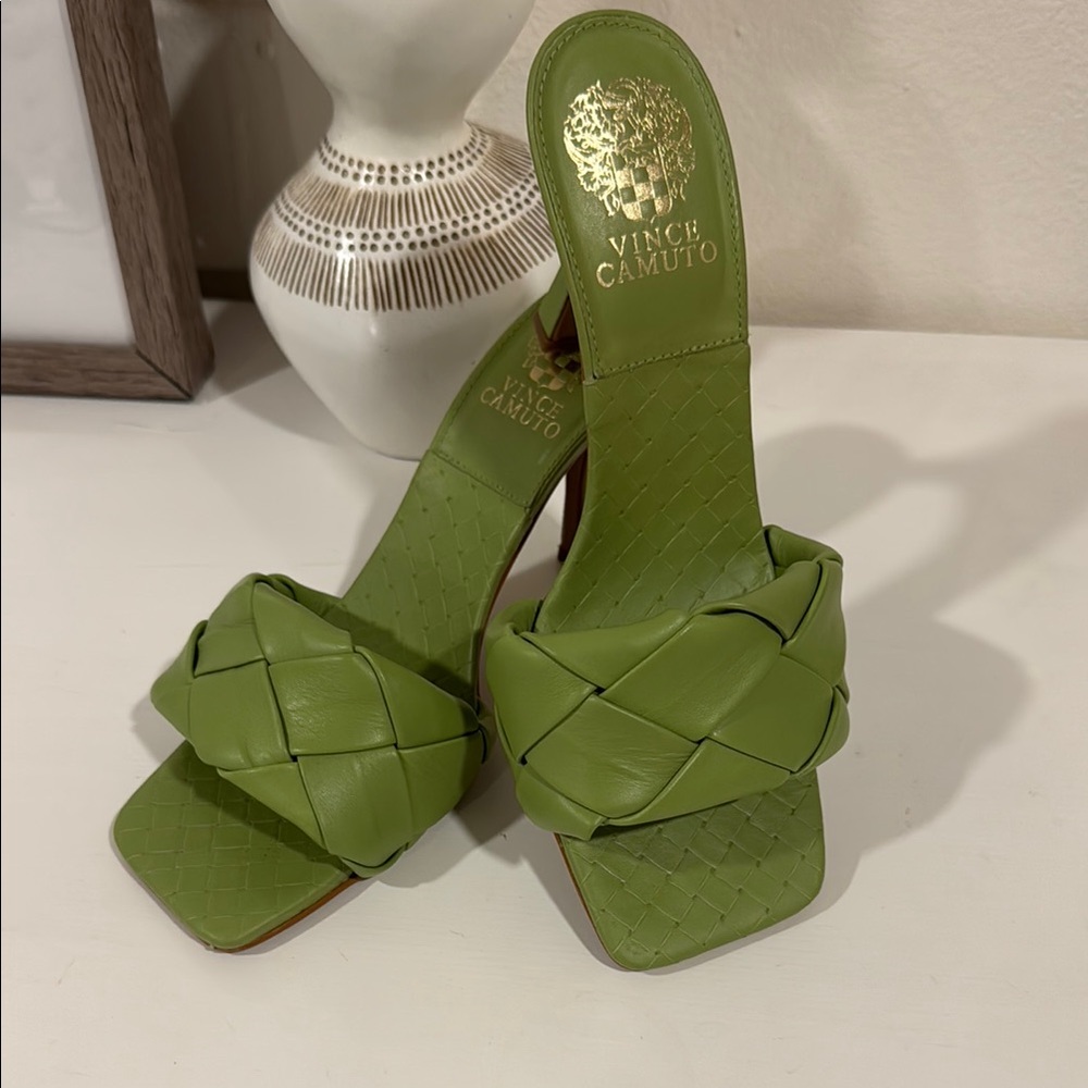 Vince Camuto Olive Woven Heeled Sandals